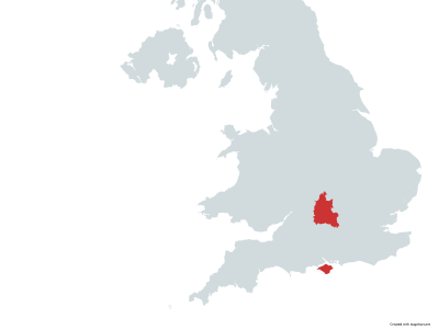 Map showing relative locations of Oxfordshire and the Isle of Wight for school trips